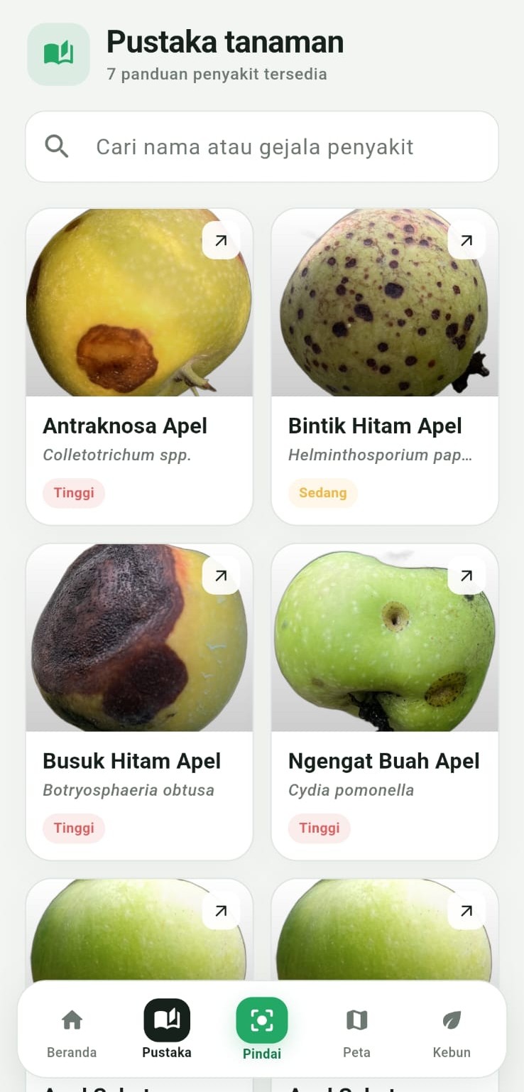 Pustaka penyakit apel pada aplikasi ManalagiCare